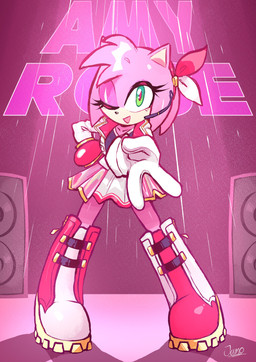 anthro boots clothing collarbone eyelashes female footwear glistening gloves green_eyes hair handwear looking_at_viewer one_eye_closed open_mouth pink_body shoes short_hair solo speaker text thin_thighs wink jamoart sega sonic_the_hedgehog_(series) amy_rose eulipotyphlan hedgehog mammal 2023 absurd_res english_text hi_res