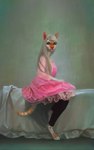 2022 absurd_res anthro bra1neater breasts clothed clothing digital_media_(artwork) dress feet felid feline female fingers hair hi_res mammal solo toes whiskers