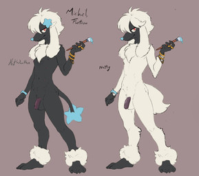 ankle_tuft anthro balls black_body black_skin blue_nose brush chest_tuft claws feet floppy_ears foreskin fur genitals hair humanoid_genitalia jewelry leg_tuft male multi_nipple nipples nude nude_anthro nude_male paintbrush penis red_eyes ring simple_background solo toe_claws tuft white_body white_fur white_hair bedtime_buck nintendo pokemon furfrou generation_6_pokemon natural_furfrou pokemon_(species) star_trim_furfrou hi_res