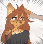 anthro anthro_focus blinking breasts clothed clothing disembodied_hand duo ear_twitch female female_anthro female_focus floppy_ears fur hair kemono looking_at_another piercing simple_background small_breasts solo_focus speed_lines tattoo white_background tinygaypirate apogee_(tinygaypirate) canid canine canis domestic_dog human mammal spitz 2024 animated digital_media_(artwork) loop no_sound short_playtime webm