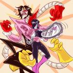 alternate_universe blush chainsaw clothed clothing glistening hair long_hair machine male multi_arm multi_eye multi_limb not_furry open_mouth power_tool sharp_teeth teeth tools underfell undertale undertale_(series) fan_character mettaton mettaton_(underfell) mettaton_ex mettaton_ex_(underfell) humanoid robot 1:1 digital_media_(artwork) hi_res