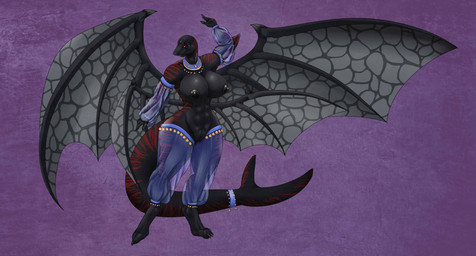 abs anthro bald big_breasts breasts choker claws clothing digitigrade female genitals harem harem_outfit huge_breasts jewelry looking_at_viewer markings membrane_(anatomy) membranous_wings multi_eye multi_wing muscular muscular_anthro muscular_female necklace nipples non-mammal_breasts non-mammal_nipples red_markings solo tail translucent translucent_clothing vulva wide_hips wings ashwolves5 mythology aquatic dragon fish hybrid mythological_creature mythological_scalie scalie shark hi_res