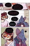 blue_eyes clothing dialogue eye_scar eyewear facial_scar glasses male outside purple_eyes scar smile text bastriw martin_(bastriw) pato_(bastriw) domestic_cat felid feline felis mammal pantherine tiger 2:3 comic english_text hi_res