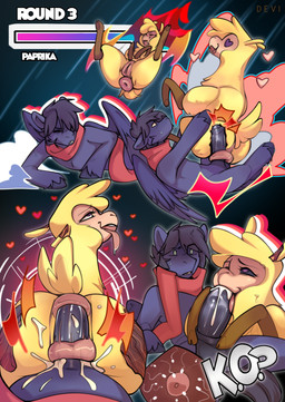 anal duo fellatio female feral male male/female oral penile sex devi_shade them's_fightin'_herds fenris_ebonyglow paprika_paca_(tfh) alpaca camelid equid equine horse mammal absurd_res hi_res