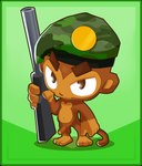 3_toes anthro beret bloons_tower_defense brown_body brown_fur clothing eyebrows feet foreskin foxjesus fur genitals green_background gun half-erect haplorhine hat hat_only headgear headgear_only headwear headwear_only hi_res holding_object holding_weapon humanoid_genitalia humanoid_penis male mammal military military_cap monkey mostly_nude mostly_nude_male navel ninja_kiwi nude_edit on_model penis primate raised_eyebrow ranged_weapon rifle simple_background smug sniper sniper_monkey_(bloons) sniper_rifle solo third-party_edit toes weapon