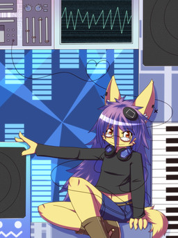 anthro bangs biped black_clothing black_crop_top black_shirt black_topwear blue_bottomwear blue_clothing bottomwear clothed clothed_anthro clothing crop_top hair kemono long_hair looking_at_viewer purple_hair shirt solo three-quarter_view topwear hane handymonsters itsuki_(hane) 2013 3:4 cel_shading digital_drawing_(artwork) digital_media_(artwork) hi_res shaded