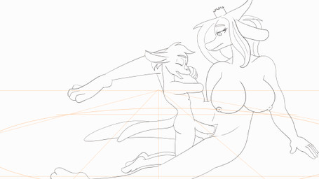 anthro big_breasts breasts duo female from_behind_position larger_female leaning leaning_backward leaning_forward male male/female sex size_difference smaller_male spoon_position spooning brimmbyte mythology dragon kobold mythological_creature mythological_scalie scalie animated