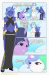 2015 anthro anthrofied bakuhaku big_breasts breasts comic digital_media_(artwork) english_text equid equine feathered_wings feathers female friendship_is_magic fur hair hasbro horn mammal multicolored_hair my_little_pony mythological_creature mythological_equine mythology princess_celestia_(mlp) princess_luna_(mlp) purple_body purple_fur purple_hair redoxx text twilight_sparkle_(mlp) two_tone_hair winged_unicorn wings