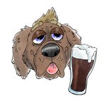 alcohol anthro beer beer_glass beverage blue_eyes brown_hair container cup dewlap_(anatomy) eyebrows glass glass_container glass_cup grey_nose hair jowls male pink_tongue simple_background solo thirsty tongue white_background zerda-fox devin_d_parlett canid canine canis domestic_dog mammal molosser mountain_dog newfoundland_dog digital_media_(artwork) hi_res icon