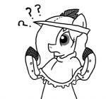 clothing earth_pony emerald_jewel_(colt_quest) equid equine fan_character feathers feral ficficponyfic hasbro hat headgear headwear horse male mammal monochrome my_little_pony pony question_mark simple_background solo young young_feral young_male