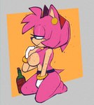 alcohol anthro beverage big_breasts breasts clothed clothing female nipples solo topless wine monamania sega sonic_the_hedgehog_(series) amy_rose eulipotyphlan hedgehog mammal absurd_res hi_res