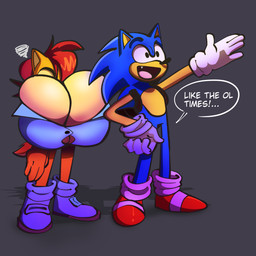 anthro big_breasts blue_body blue_fur breasts clothed clothing duo female fur hair huge_breasts hyper hyper_breasts male simple_background smile text klacket archie_comics sega sonic_the_hedgehog_(archie) sonic_the_hedgehog_(comics) sonic_the_hedgehog_(series) sally_acorn sonic_the_hedgehog chipmunk eulipotyphlan ground_squirrel hedgehog mammal rodent sciurid 1:1 2025 absurd_res digital_media_(artwork) english_text hi_res