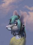 anthro big_ears choker clothing dreadlocks female highlights_(coloring) jewelry looking_at_viewer necklace solo werella common_genet genet mammal viverrid hi_res