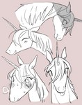 ambiguous_gender blep blush blush_lines breath eyebrows eyes_closed feral front_view horn kemono mane side_view smile snout solo three-quarter_view tongue tongue_out unicorn_horn ikutasemi mythology unicorns_aren't_horny uni_(unicorns_aren't_horny) equid equine mammal mythological_creature mythological_equine unicorn hi_res sketch_page