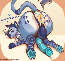 animal_genitalia animal_penis anus ass_up balls big_anus big_butt blue_body blue_fur blush butt equine_anus equine_genitalia equine_penis feral fur genitals hooves huge_anus huge_butt icing male multicolored_body multicolored_fur paws penis puffy_anus solo sprinkles striped_body striped_fur stripes tail tail_tuft thick_thighs tuft wide_hips nepentz equid equine hybrid mammal zebra