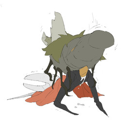 2_horns anthro anthro_on_feral bestiality black_body black_legs bodily_fluids bottomless bottomless_anthro butt cloak clothed clothing cum cum_in_vagina cum_inside cum_leaking_out_of_pussy cum_on_butt duo female female_on_feral female_penetrated feral feral_raping_anthro forced from_behind_position genital_fluids genitals green_cloak green_clothing grey_body horn hornet's_needle jockey_position leaking_cum male male/female male_penetrating male_penetrating_female male_raping_female motion_lines on_ground open_mouth orange_penis penetration penile penile_penetration penis penis_in_vagina prone_bone_position rape rear_view red_cloak red_clothing sex simple_background sword_on_ground tremble_lines vaginal vaginal_fluids vaginal_fluids_drip vaginal_fluids_on_ground vaginal_penetration white_background white_head justdog hollow_knight:_silksong hollow_knight_(franchise) team_cherry hornet_(hollow_knight) arachnid arthropod muckroach spider 2025 digital_media_(artwork) flat_colors hi_res sketch