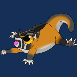 big_eyes blep chibi claws feral fur horn looking_aside lying pawpads solo sploot tongue tongue_out unknown_artist felkin 1:1