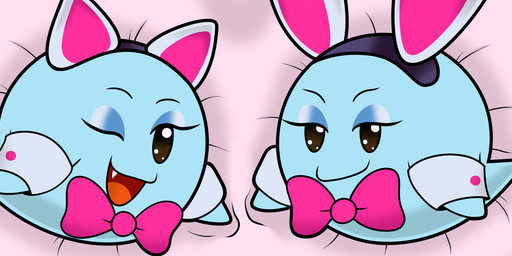 bow_tie cuff_links dakimakura duo fake_cat_ears fake_ears fake_rabbit_ears female not_furry asiagosandwich mario_bros nintendo paper_mario paper_mario:_the_thousand_year_door lahla_(mario) peeka_(mario) boo_(mario) ghost spirit waddling_head 3:1 absurd_res dakimakura_design hi_res sibling_(lore) sister_(lore) sisters_(lore) twins_(lore)