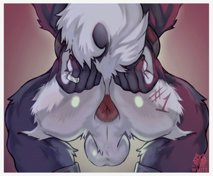 anal anthro anus balls border cuff_(restraint) genitals handcuffs male metal_cuffs muscular muscular_anthro muscular_male nude restraints ring simple_background solo white_border midnight_blue patreon canid canine canis domestic_dog husky mammal nordic_sled_dog spitz absurd_res hi_res