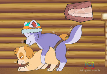 brown_body brown_fur dildo doggystyle duo female female/female feral feral_on_feral from_behind_position fur internal looking_pleasured purple_body purple_fur sex sex_toy strapon tongue tongue_out young young_feral marvispot84 paw_patrol everest_(paw_patrol) skye_(paw_patrol) canid canine canis cockapoo domestic_dog husky mammal mixed_breed nordic_sled_dog spitz absurd_res hi_res