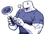 ambiguous_gender anthro cellphone clothing dark_topwear duo electronics male muscular muscular_anthro muscular_male phone shirt simple_background smartphone t-shirt topwear dynogreeno dyno_(dynogreeno) largo_(dynogreeno) dinosaur prehistoric_species reptile scalie hi_res