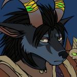 1:1 2015 anthro armor black_body black_fur black_hair blizzard_entertainment blue_background blue_body blue_fur bust_portrait canid clothed clothing conditional_dnp digital_media_(artwork) fan_character female fur green_eyes hair horn horn_jewelry horn_ring jewelry looking_at_viewer mammal multicolored_body multicolored_fur paralee_(character) portrait ratte reaction_image ring_(jewelry) simple_background solo two_tone_body two_tone_fur unimpressed warcraft were werecanid worgen