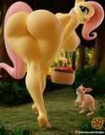 anthro anthrofied bent_over big_breasts big_butt breasts butt female feral looking_at_viewer looking_back looking_back_at_viewer nipples text sfrogue friendship_is_magic hasbro my_little_pony fluttershy_(mlp) equid equine lagomorph leporid mammal rabbit 3d_(artwork) digital_media_(artwork) hi_res url