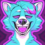 anthro bangs blue_body half-closed_eyes highlights_(coloring) hypnosis hypnotic_eyes looking_at_another looking_at_viewer male mind_control narrowed_eyes open_mouth open_smile ringed_eyes smile solo spotted_nose fetishame canid canine canis fox hybrid mammal wolf 1:1 hi_res icon