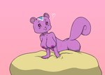 anthro bed bodily_fluids breasts butt female fur furniture heart_symbol nipples pink_body pink_eyes pink_fur solo sweat tail alekoin animal_crossing nintendo peanut_(animal_crossing) mammal rodent sciurid tree_squirrel hi_res