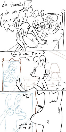 ambiguous_penetration angry anthro bed bedding blanket breasts detailed_background dialogue dresser duo female female_penetrated from_front_position fur furniture hair hand_on_back human_penetrated humor indoor_nudity indoor_sex inside interspecies lamp legs_around_partner lying male male/female male_penetrating male_penetrating_female mirror mirror_reflection missionary_position nipples nude on_back on_bed open_mouth penetration pillow reflection sex simple_background smile speech_bubble tail tail_motion tailwag teeth text tongue tongue_out white_background the_weaver fan_character canid canine canis domestic_dog human mammal 1:2 comic digital_drawing_(artwork) digital_media_(artwork) english_text hi_res monochrome
