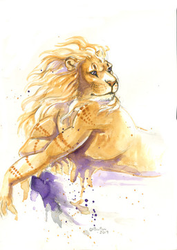 anthro blonde_hair blue_eyes fur hair looking_back male simple_background solo tan_body tan_fur white_background white_body white_fur wind heather_bruton felid lion mammal pantherine 2019