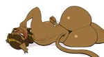 anthro big_butt blush butt clothing female huge_butt looking_at_viewer lying on_side rear_view simple_background smile solo thong underwear white_background lovetopullmicke ankama dofus wakfu miranda_(wakfu) domestic_cat ecaflip felid feline felis mammal 2024 absurd_res hi_res