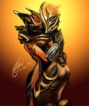 duo female hug humanoid_on_humanoid not_furry romantic romantic_couple unknown_artist digital_extremes tencent warframe ember_(warframe) ember_prime valkyr_(warframe) alien humanoid prime_warframe tenno 2014 restricted_palette signature