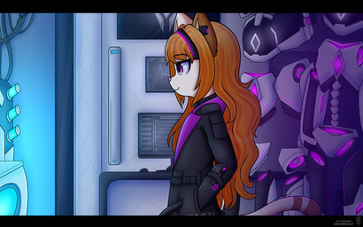 anthro black_bars female glowing group machine neon neon_lights science_fiction shortstack technology dream_mirage android domestic_cat felid feline felis mammal robot 16:10 absurd_res hi_res letterbox widescreen