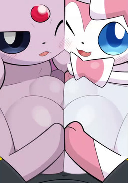 blush bodily_fluids breast_play breasts collaborative collaborative_sex collaborative_titfuck cum cum_on_breasts cum_on_face cumshot ejaculation female first_person_view genital_fluids genitals group male male/female male_pov orgasm sex titfuck tongue trio sateco nintendo pokemon eeveelution espeon generation_2_pokemon generation_6_pokemon pokemon_(species) sylveon umbreon 2d_animation animated high_framerate short_playtime sound video
