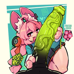 3_fingers :3 ahoge anthro black_bottomwear black_clothing black_skirt blue_background blue_clothing blue_shirt blue_topwear bodily_fluids bottomwear braided_pigtails clothing duo ear_piercing extreme_size_difference female fingers genital_fluids genitals glistening glistening_genitalia green_penis green_precum hair heart_reaction holding_penis inner_ear_fluff kneeling leaking_precum licking long_hair looking_at_viewer male male/female multiple_ova oral ovulating ovum penile penis penis_lick piercing pigtails pink_body pink_ears pink_hair pink_skin precum pupils rabbit_ears red_eyes saliva saliva_on_penis saliva_on_tongue saliva_string sex shirt simple_background size_difference skirt text tongue tongue_out topwear tuft vein veiny_penis white_inner_ear_fluff white_pupils x-ray_view pixzapix mihoyo zenless_zone_zero zhao_(zenless_zone_zero) equid equine lagomorph leporid mammal rabbit 1:1 2026 hi_res signature