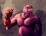 abstract_background anthro barazoku belly fur infinity_gauntlet male musclegut muscular muscular_anthro muscular_male nipples pecs pink_body pink_fur shitpost solo loque marvel pink_panther thanos felid feline mammal pantherine crossover meme