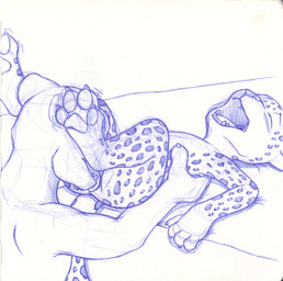 4_fingers adult_on_young age_difference anthro back_grab bed cunnilingus duo eyes_closed female fingers furniture kneeling larger_male licking looking_pleasured lying lying_and_blow_position male male/female older_male on_back on_bed open_mouth oral sex shaking simple_background size_difference smaller_female tongue tongue_out trembling vaginal white_background young young_anthro younger_female sogaroth felid feline leopard mammal pantherine 2022 blue_and_white guide_lines hi_res monochrome traditional_media_(artwork)