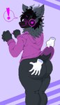 ambiguous_gender anthro big_butt black_hair blush bottomless butt butt_grab clothed clothing clothing_lift colored_nails cybernetics disembodied_hand duo exclamation_point floating_hands flustered fur grey_body grey_fur hair hand_on_butt heart_symbol hoodie hoodie_only horn looking_pleasured machine male male/ambiguous nails neck_tuft pink_face pink_nails purple_background screen screen_face simple_background small_tail solo_focus speech_bubble tail topwear topwear_only tuft gekkowizard alcide_(hamncheese) humanoid protogen robot robot_humanoid 4:7 animated digital_media_(artwork) hi_res pixel_(artwork) pixel_animation short_playtime