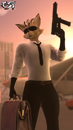 anthro black_body black_fur black_highlights black_necktie bottomwear brown_body brown_fur brown_hair clothing eyewear fur gun hair highlights_(coloring) holding_gun holding_object holding_ranged_weapon holding_weapon male multicolored_body multicolored_fur multicolored_hair necktie pants ranged_weapon shirt solo sunglasses topwear trigger_discipline two_tone_body two_tone_fur two_tone_hair weapon wearing_sunglasses white_clothing white_shirt white_topwear psikokinetic warfaremachine_(modeler) psiko_(psikokinetic) canid canine canis jackal mammal 2024 3d_(artwork) 9:16 digital_media_(artwork) hi_res source_filmmaker_(artwork)