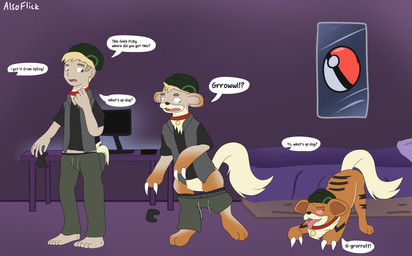 animal_noises anthro base_one_layout basic_sequence biped biped_to_quadruped bottomwear clothed clothed_to_nude clothing clothing_cord clothing_loss collar collar_only computer dialogue drawstring drawstring_bottomwear drawstring_sweatpants electronics feral fire fully_clothed fully_clothed_to_nude human_to_feral inside inward_tail_speech_bubble linear_sequence loss_of_speech male mind_control nude one_row_layout pants pokeball pokemon_speak quadruped solo species_in_dialogue species_transformation speech_bubble standard_pokeball sweatpants text three_frame_image three_frame_sequence transformation transformation_mechanism transformation_sequence transformative_collar updog young young_anthro young_feral young_male alsoflick nintendo pokemon canid canine canis generation_1_pokemon growlithe human mammal pokemon_(species) absurd_res english_text hi_res sequence