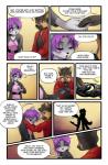 abluedeer anthro brown_hair canid canine canis clothed clothing comic dialogue digital_media_(artwork) domestic_dog duo english_text female fur grey_body grey_fur hair heterochromia hi_res jess_(teckly) male mammal martin_(qckslvrslash) moon_lace purple_eyes purple_hair shaded smile text wolf