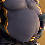 anthro belly clothed clothing male musclegut muscular muscular_male navel nipples overweight overweight_male pecs solo graventhax mythology dragon mythological_creature mythological_scalie scalie 3d_(artwork) 3d_animation animated digital_media_(artwork) sound webm