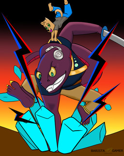 anklet anthro cochlear_implant_processor deaf feet female gem gradient_background holding_onto_partner impact_lines jewelry katana light male melee_weapon nails punching_floor simple_background smile sword weapon baristagamerproductions ada_(gem_hunters) alfonso_(gem_hunters) canid canine canis dingo mammal reptile scalie snake 4:5 absurd_res hi_res lighting shaded