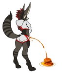 anthro athletic bodily_fluids canada canadien clothed clothing food fully_clothed genital_fluids male mammal maple_syrup pancake procyonid raccoon rexouium solo standing unknown_artist unusual_bodily_fluids unusual_genital_fluids unusual_urine urine watersports