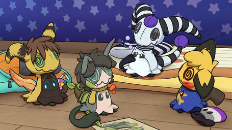 after_transformation ambiguous_gender asexual_pride_colors bubble crayon date drawing drawn_on_face drinking_straw feral floor floorboards groggy group juice_box leaf lgbt_pride mattress paper pillow pride_colors purple_bubbles purple_wall scarf sleeping_bag star waking_up wall_(structure) wood wood_floor crizbn nintendo pokemon chris_(crizbn) generation_7_pokemon mimikyu pokemon_(species) 16:9 2025 hi_res signature widescreen