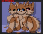 3_heads anthro eye_contact fur happy looking_at_another looking_pleasured male multi_head multicolored_body multicolored_fur simple_background solo bulletproof-kitty changed_(video_game) lin canid canine canis mammal scalie wolf