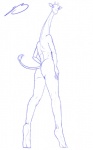 anthro anthrofied barely_visible_genitalia barely_visible_pussy butt female genitals long_legs long_neck looking_at_viewer looking_back looking_back_at_viewer looking_down looking_down_at_viewer pose presenting presenting_hindquarters pussy simple_background smile smiling_at_viewer solo tail very_long_neck steven_stagg disney the_wild bridget_(the_wild) giraffe giraffid mammal blue_and_white hi_res line_art monochrome pinup signature