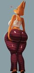 anthro arm_tuft big_breasts big_butt bottomwear breasts butt clothing crop_top eyebrow_piercing eyebrows eyelashes facial_piercing female footwear fur glistening glistening_bottomwear glistening_clothing glistening_pants green_eyes holding_butt huge_butt orange_body orange_fur pants pattern_bottomwear pattern_clothing pattern_pants piercing shirt shoulder_tuft side_boob solo thick_thighs tight_bottomwear tight_clothing tight_pants tongue tongue_out topwear tuft huwon dreamworks the_bad_guys diane_foxington canid canine fox mammal 2025 absurd_res hi_res