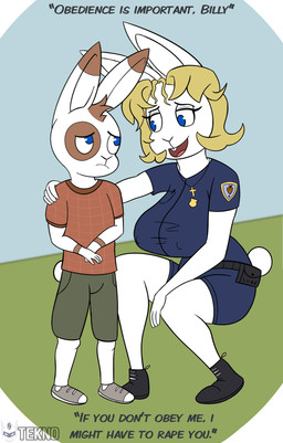 age_difference anthro bad_parenting blonde_hair blue_eyes clothing cross cross_necklace dialogue duo female footwear frown grass hair humor imminent_rape imminent_sex jewelry male necklace nipple_outline older_female plant police police_uniform shoes shota smile text threatening uniform young young_anthro younger_male teknomekanoid billy_thumperson mary_thumperson lagomorph leporid mammal rabbit 2022 absurd_res colored_sketch english_text hi_res sketch mother_(lore) mother_and_child_(lore) mother_and_son_(lore) parent_(lore) parent_and_child_(lore) parent_and_son_(lore) son_(lore)